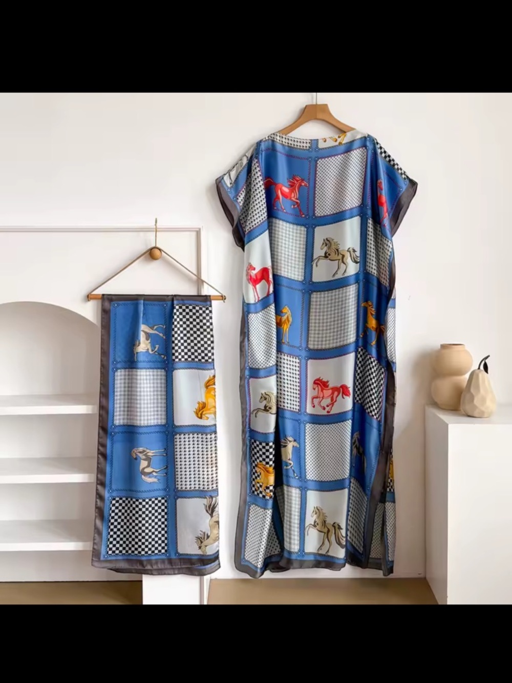 Blue Horse Print Maxi Dress